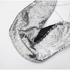 Silver Sequin Halter Open Back Top