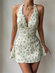 Printed Halter Mini Dress
