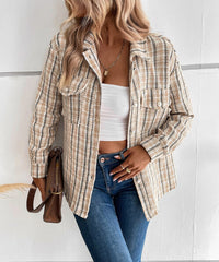 Dual Pocket Plaid Shirt Jacket