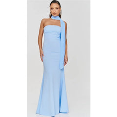 Solid Scarf Maxi Dress