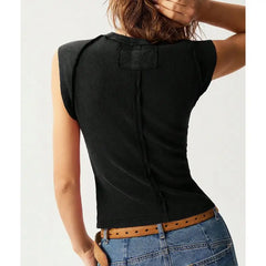 Round Neck Star Patch Tank Top - Cosmic Chic