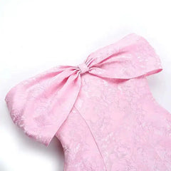 Large Bow Off Shoulder Jacquard Mini Dress