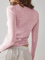 Sequin Long Sleeve Knit Top