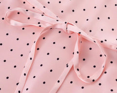 Pink Dotted Print Lace Trim Maxi Dress