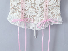 White Lace Bustier Top with Lace-Up Front