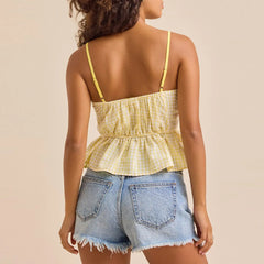 Plaid Print Bow Tied Straps Top