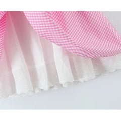 Pink Plaid Tie Up Mini Dress