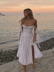 Clarissa Floral Print Knot Straps Dress