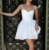 Jacquard Corset Strap Mini Dress