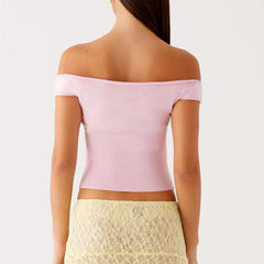 Solid Cropped Off-Shoulder Top