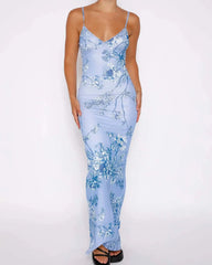 Floretta V Neck Spaghetti Dress