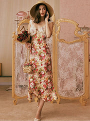 Floral Patchwork Lace Maxi Dress