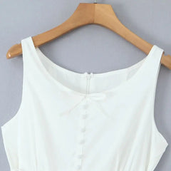 White Front Buttons Tank Maxi Dress - Fit & Flare Regular Fit