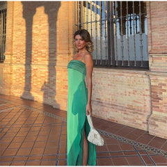 Two Tone Contrasting Maxi Dress