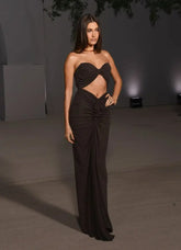 Black Twisted Cut-Out Strapless Maxi Dress