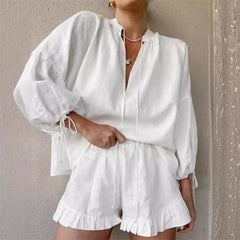 Brixley Loose Ruffle Shorts Set