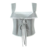 Lace Spliced V Neck Tank Top