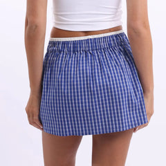 Gingham Boxer Mini Skirt