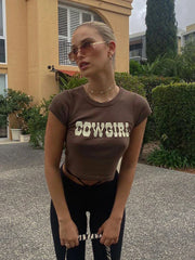 Cowgirl O Neck Crop Top
