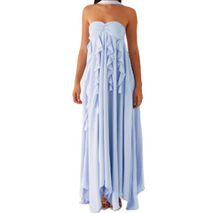 Ruffle Trim Sleeveless A-line Long Dress - Beach Style