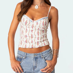 Floral Stripe Print Cami Top