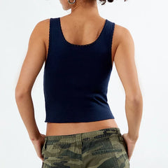 Blue Bow Print Tank Top