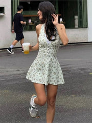 Printed Halter Mini Dress