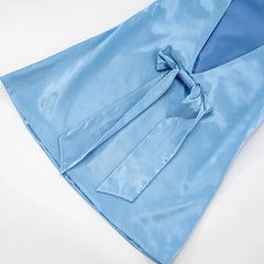 v-cut Backless Bow Satin Mini Dress