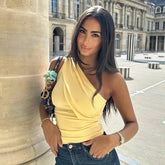 Yellow One Shoulder Drapped Top
