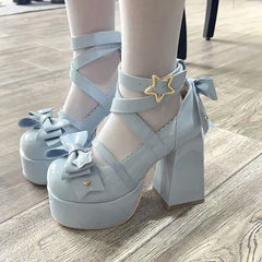 Admiring You Retro Bow Chunky Heels