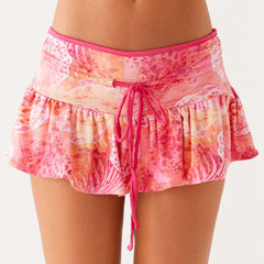 Printed Drawstring Tube Top And Mini Skirt Set