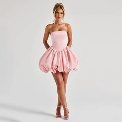 Strapless Bow Puff Mini Dress �Ball Gown Style