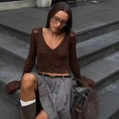 Coasting Through Hollow Out Knitted Cardigan