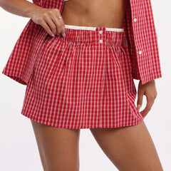 Gingham Boxer Mini Skirt