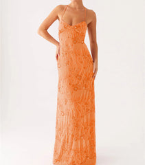 Sequin Spaghetti Strap Maxi Dress