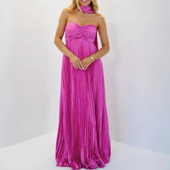 Multi-Color Strapless Maxi Dress - Empire Waist Beach Style