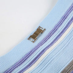 Blue Striped Knitted Cami Top And Mini Skirt Set