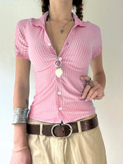 Stripe Short Sleeve Button Shirt