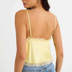 Lace Trim Satin Cami Top - Summer Lux