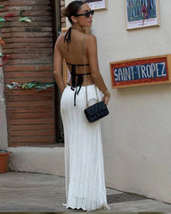 Seona Lace Up Halter Dress