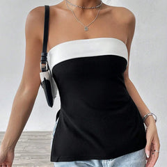 Contrast Black Tube Top