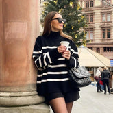 Madisyn Stripe Oversize Turtleneck Sweater