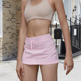 Solid Drawstring Mini Skirt - Casual Summer Essential