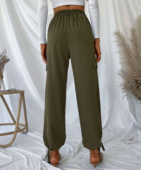 Drawstring Hem Solid Cargo Pants