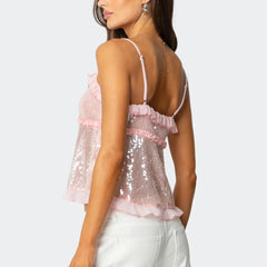 Sequin Ruffles Cami Top