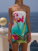 Strapless Printed Sequin Mini Dress