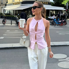 Bow Slit Vest Tank Top