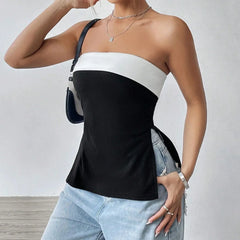 Contrast Black Tube Top