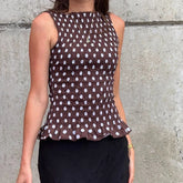 Polka Dot Ruched Tank Top