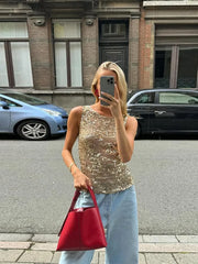 Gold Sequin Knitted Top